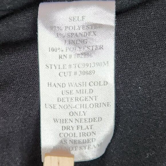 Connected Apparel Pencil Dress Women's Size 10 Black Tan Ruffled Stretch Sheath - Picture 7 of 7